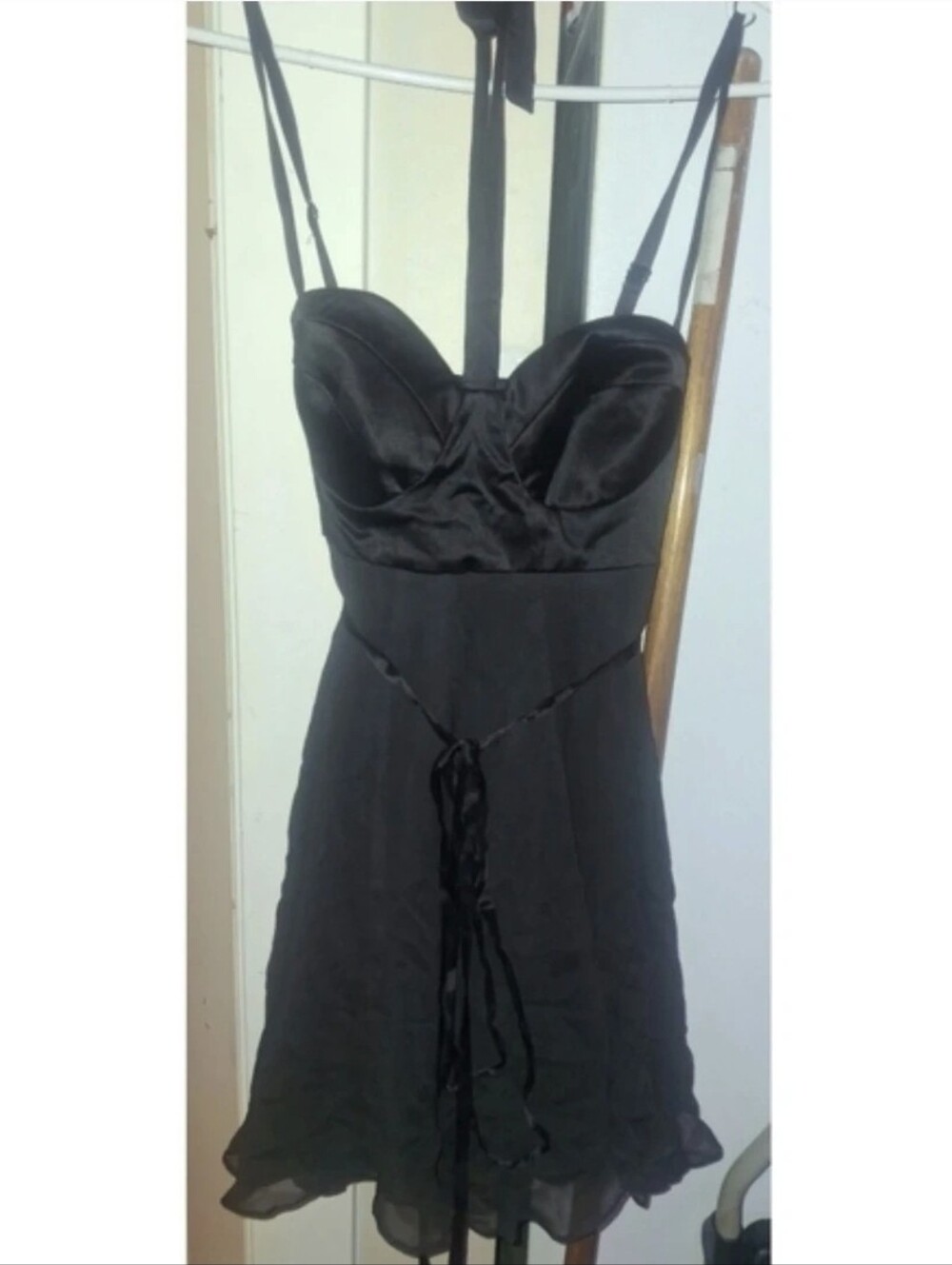 Bebe Black Chiffon Bustier Mini Dress XS (New with Minor Defect) - Picture 3 of 8